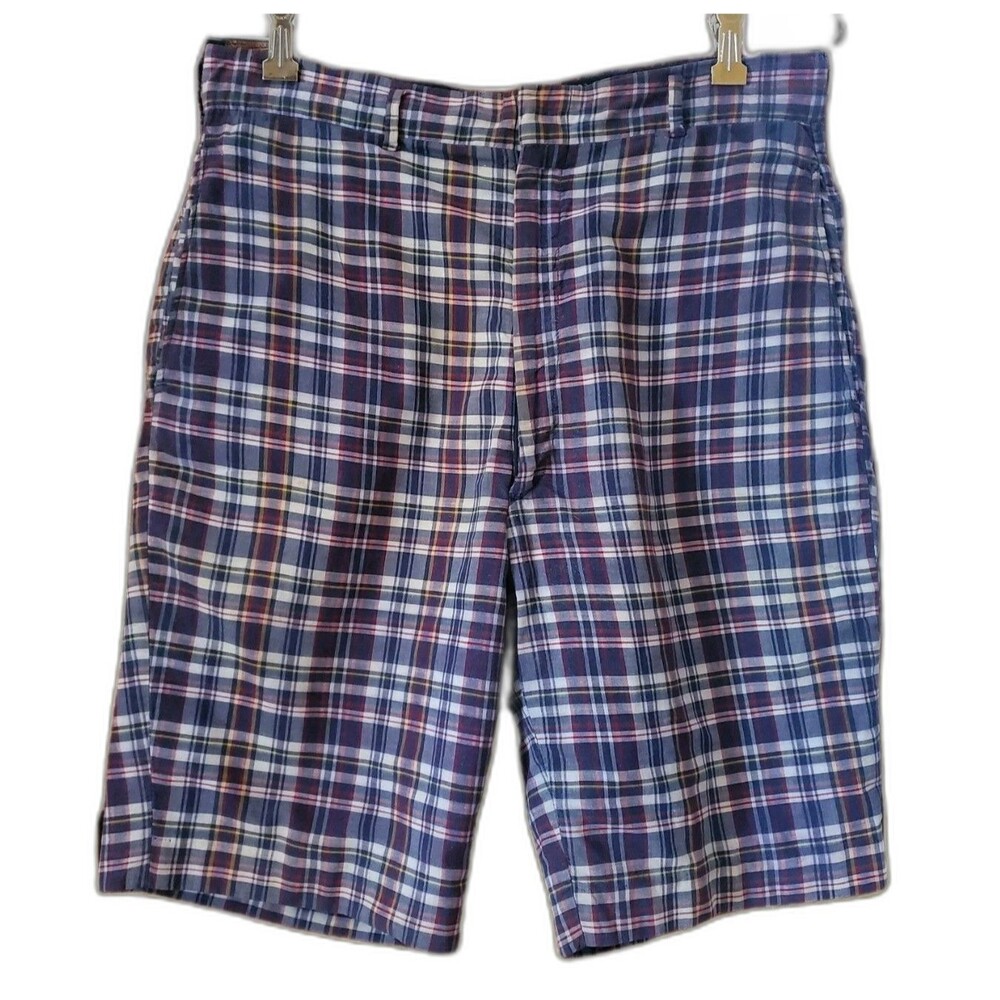 1960's Madras Plaid Collegiate Shorts Lined/ High Rise Mens 33W Preppy Old Money
